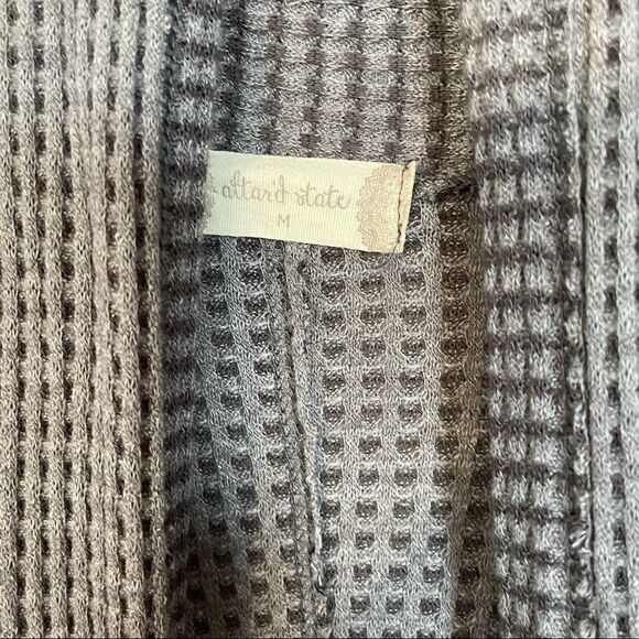Altar’d State Thermal Raw Edge Slub Shaw Pocketed Cardigan, Medium - Picture 13 of 14